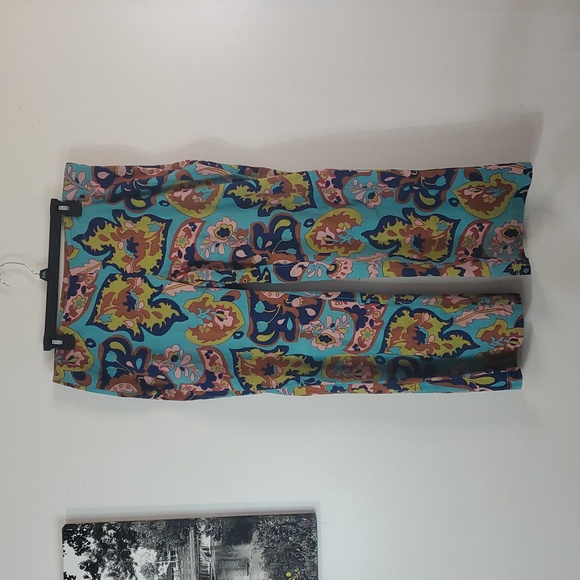 Free People Down & Out Floral Printed Flared Cotton Trousers Size 14 - Picture 2 of 15